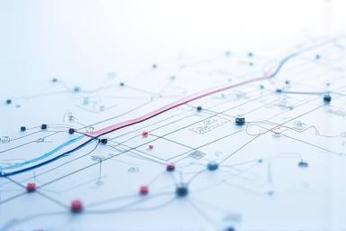 User flow diagram in red and blue